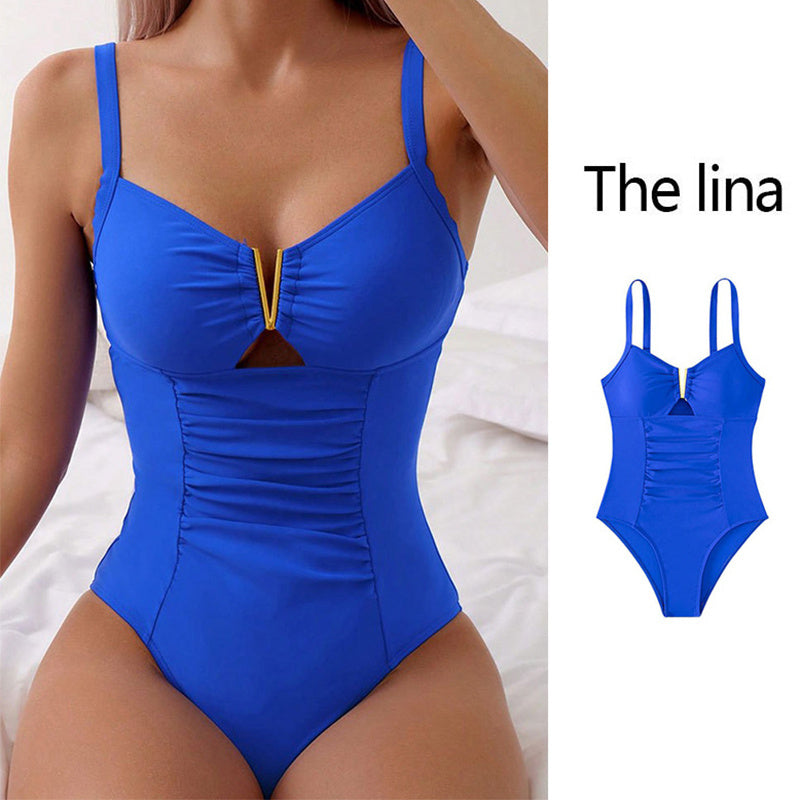 Women's Nylon Bikini Set Solid Color Swimwear Regular Fit