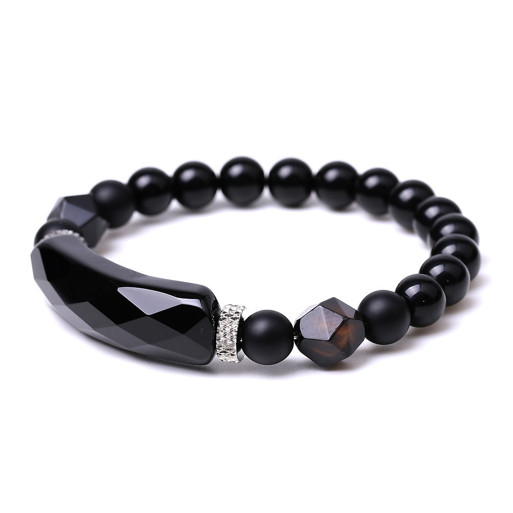 Women's Black Agate Diamond-Shaped Cut Bracelet Elegant