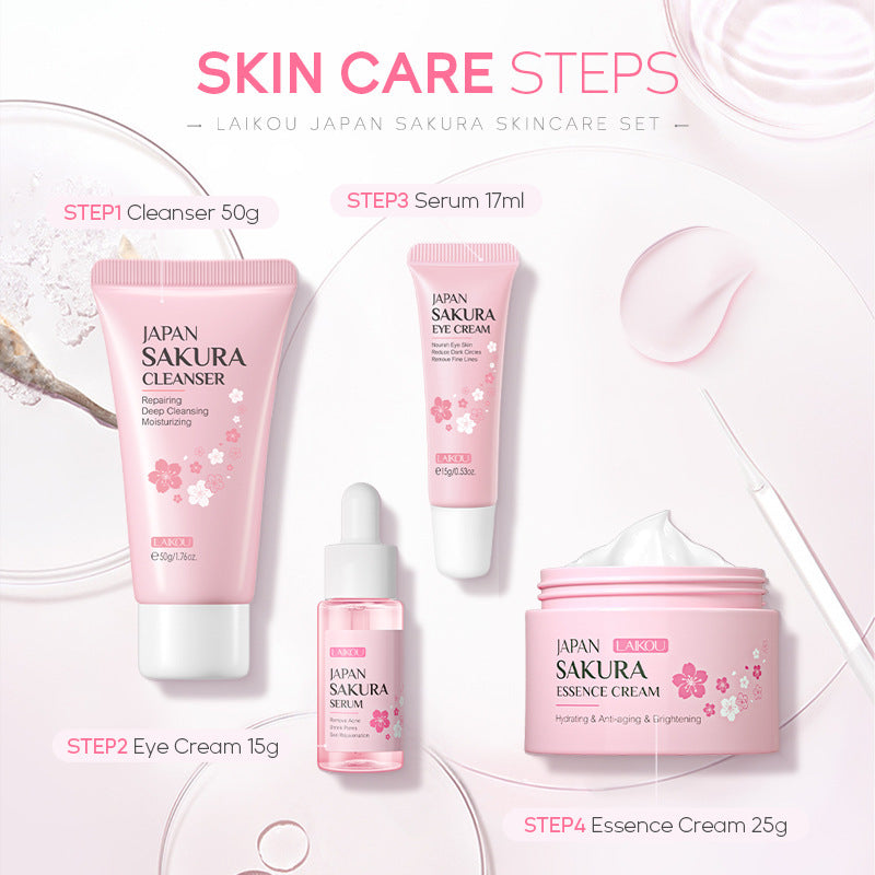 Sakura 4 Piece Skin Care Set Hydrating Cleansing Eye Cream