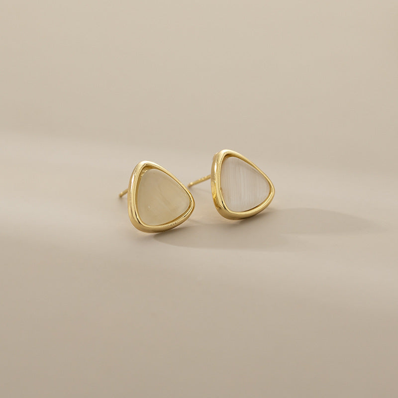Exquisite And Small Opal Geometric Ear Studs