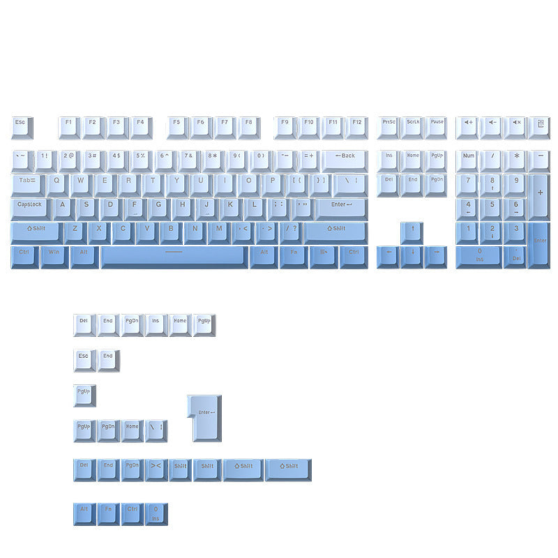 Sky Blue Gradient Luminous 134-Key Mechanical Keycap Set PBT Two-Color OEM Profile