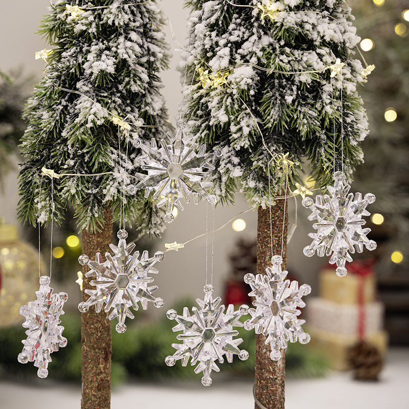 6pc Transparent Snowflake Pendant Christmas Decorations Transparent Ice Cone Hanging Ornaments