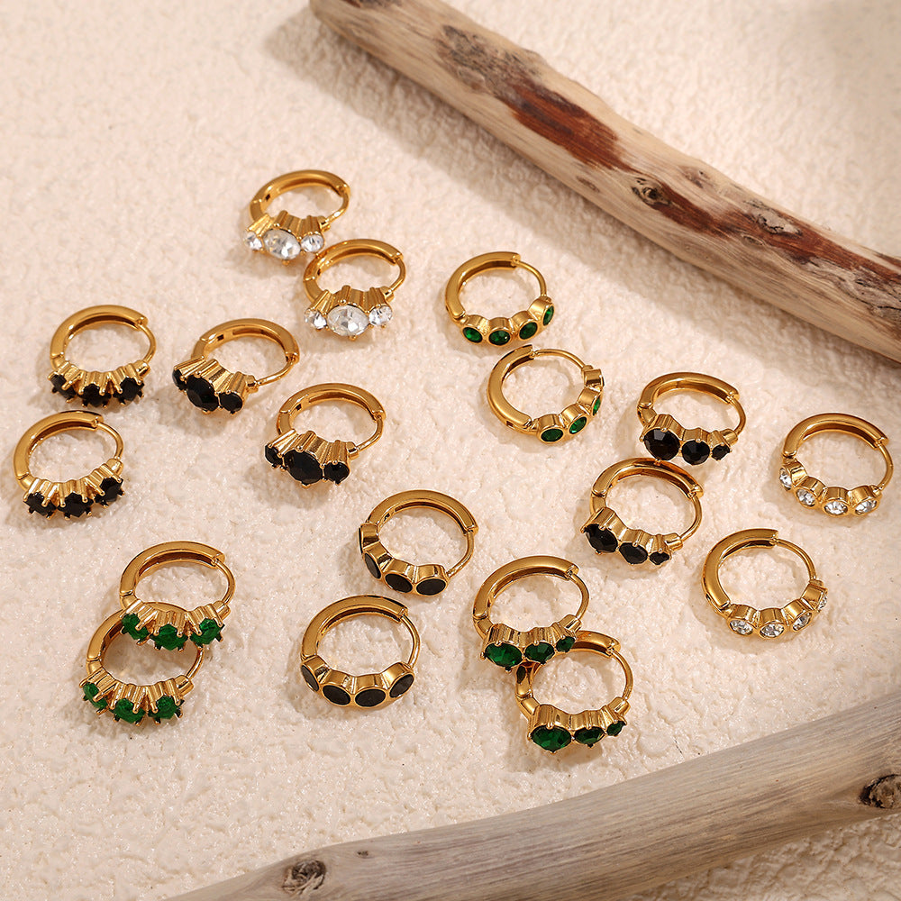 Fashion Simple Stainless Steel Rhinestone Earrings Refined Grace Advanced
