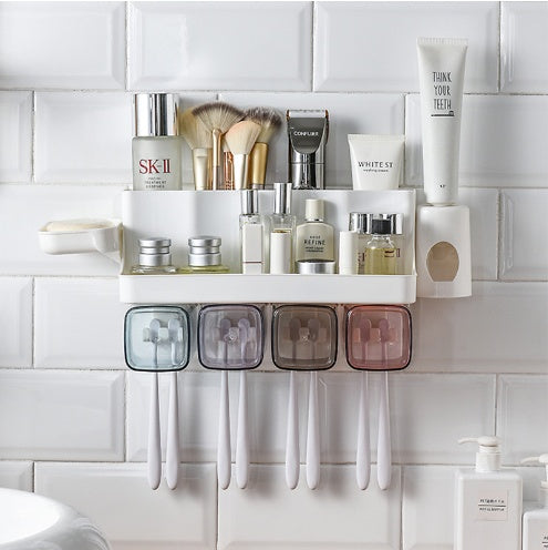 Suction Toothbrush Holder & Shelf – No-Drill Bathroom Organizer