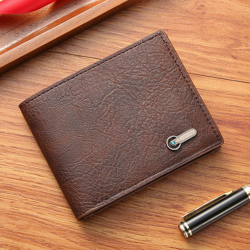 Men's Slim PU Leather Wallet Geometric Pattern Short