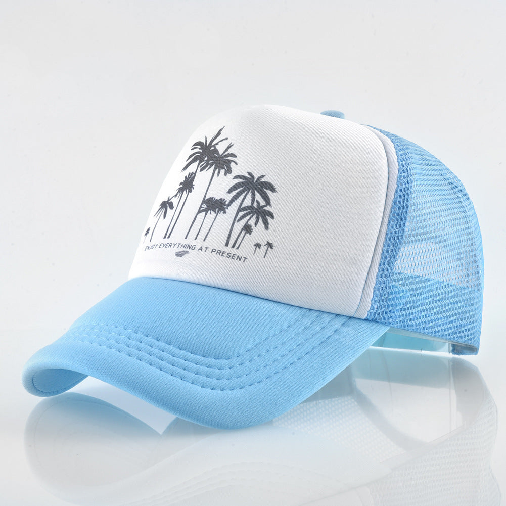 Summer Holiday Wide Brim Baseball Cap for Men and Women with Hip-Hop Flower Print