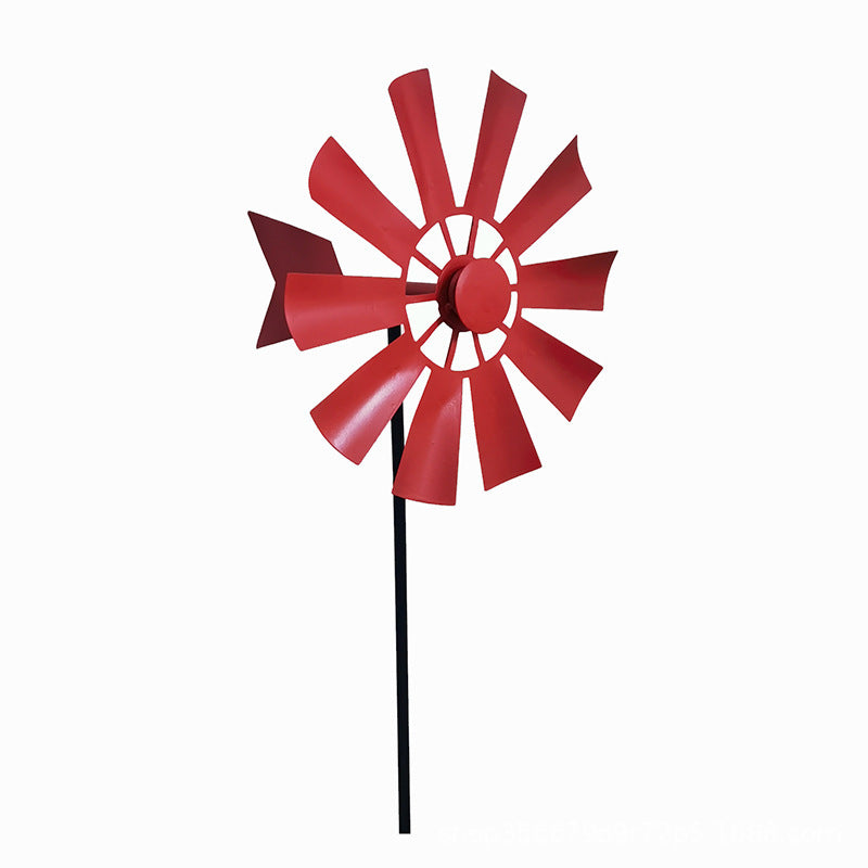 Garden Plug-in Rotating Windmill Metal Craft Ornament