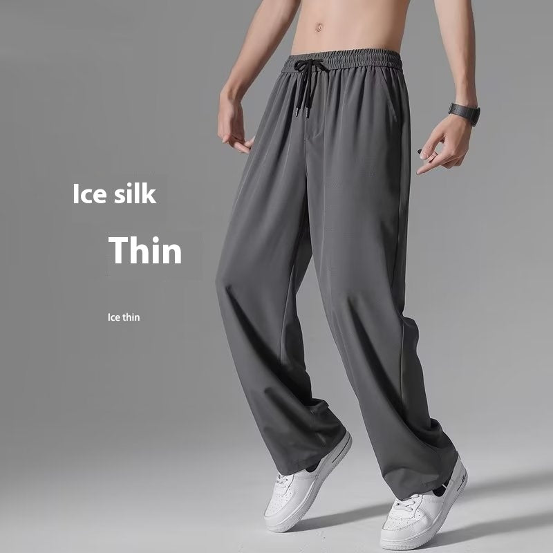 Men’s Ice Silk Quick-Dry Thin Wide-Leg Summer Pants