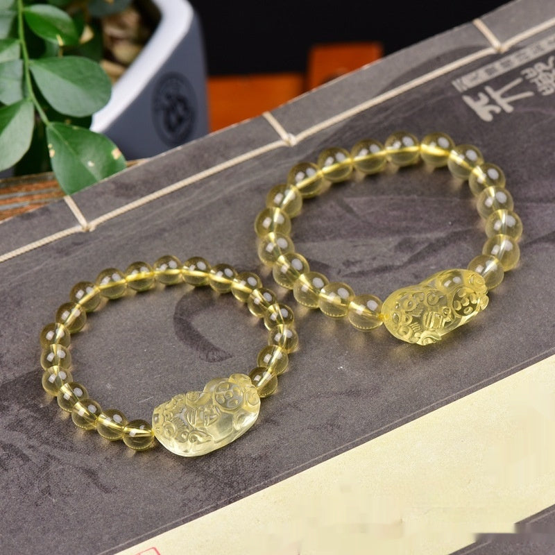 Fashionable And Individual Yellow Crystal Pendant Bracelet