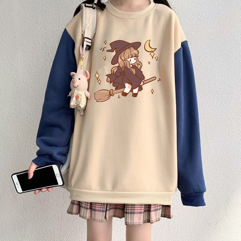 Cute Oversize Sweater Women Loose Plus Velvet Padded Jacket