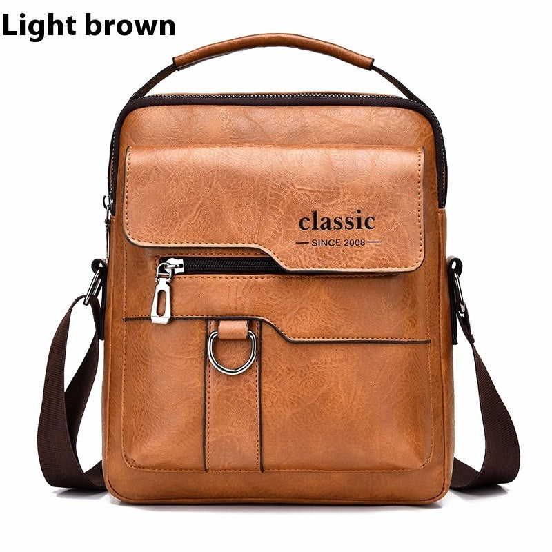 Mens Retro PU Leather Messenger Bag Crossbody Flap Backpack