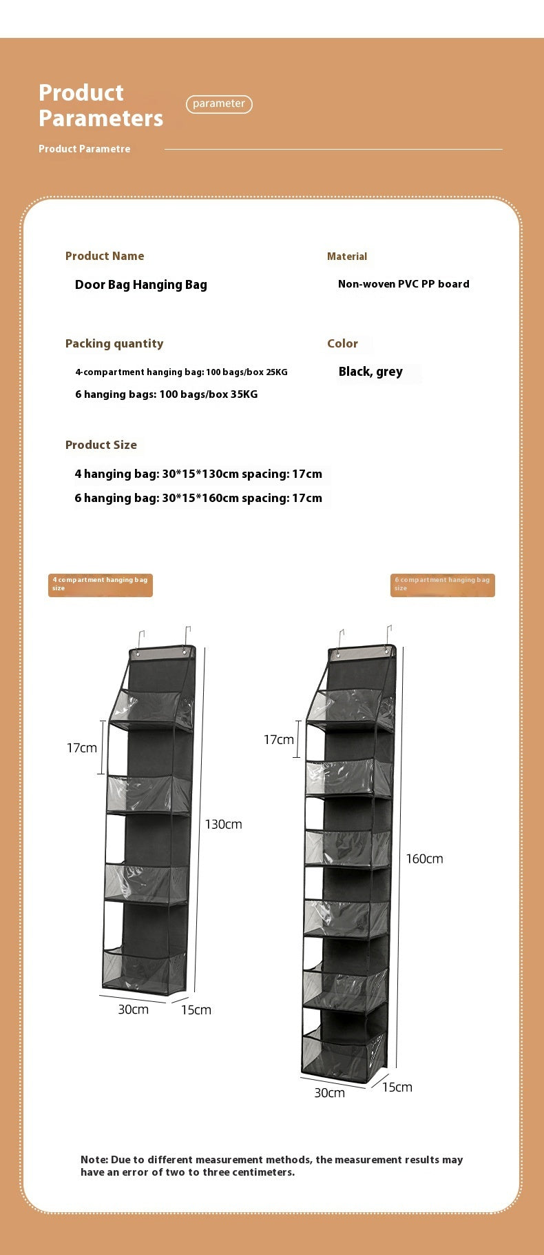 Home Door Rear Transparent Visual Multifunctional Hanging Storage Bag