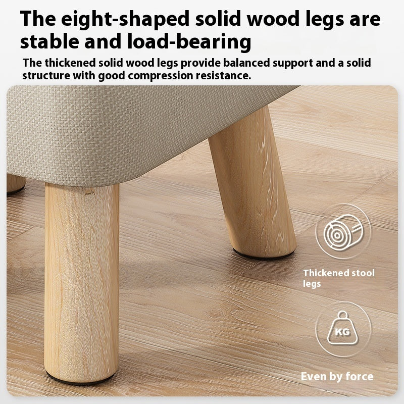 Solid Wood Stool Short Household Minimalist Fabric