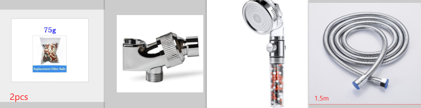 3-Speed Transparent Handheld Showerhead – Pressurized Negative Ion Filter & Water Purifier Nozzle