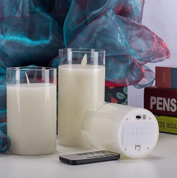 LED Candle Light with Glass Shade Simulation Flameless Decorative Lamp