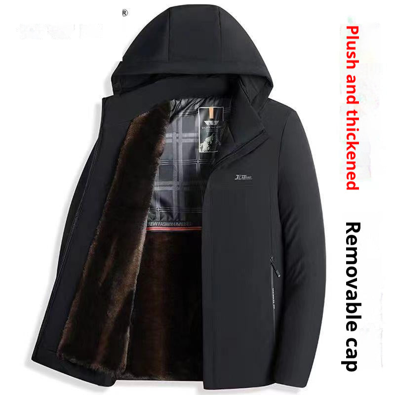 Men's Cotton Jacket Hooded Thick Long Sleeves Winter