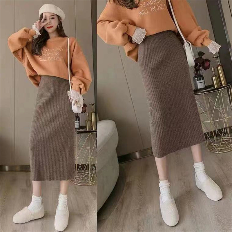 High Waist Straight Skirt – Long Slimming Sweater Dress