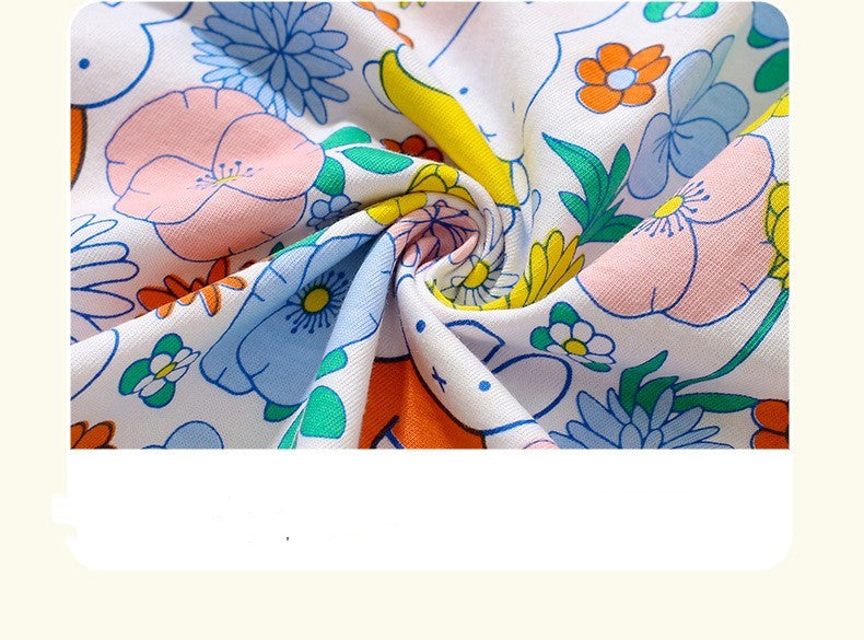 Cartoon Printing Lapel Cotton Girls' Dress