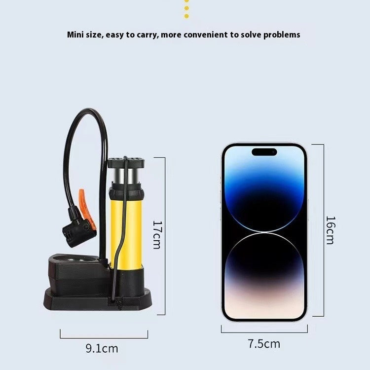 Foot Tire Pump for Bicycles – Single & Double Cylinder Options with High-Pressure Ball Needle and Pressure Gauge