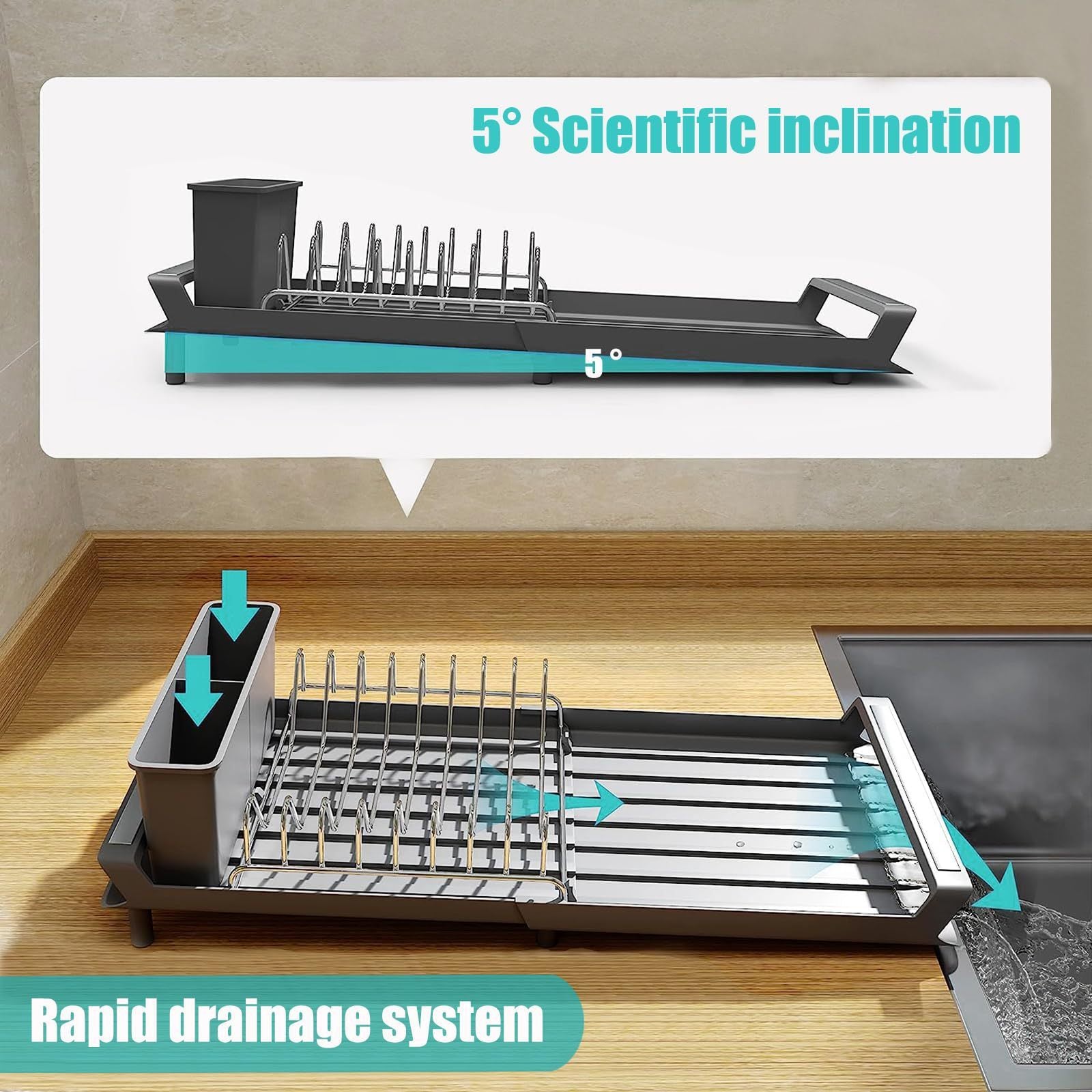 Single-layer Kitchen Dish Rack – Space-saving Drying Organizer