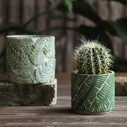 Ins Nordic Embossed Leaf Pattern Cement Flower Pot Ornament