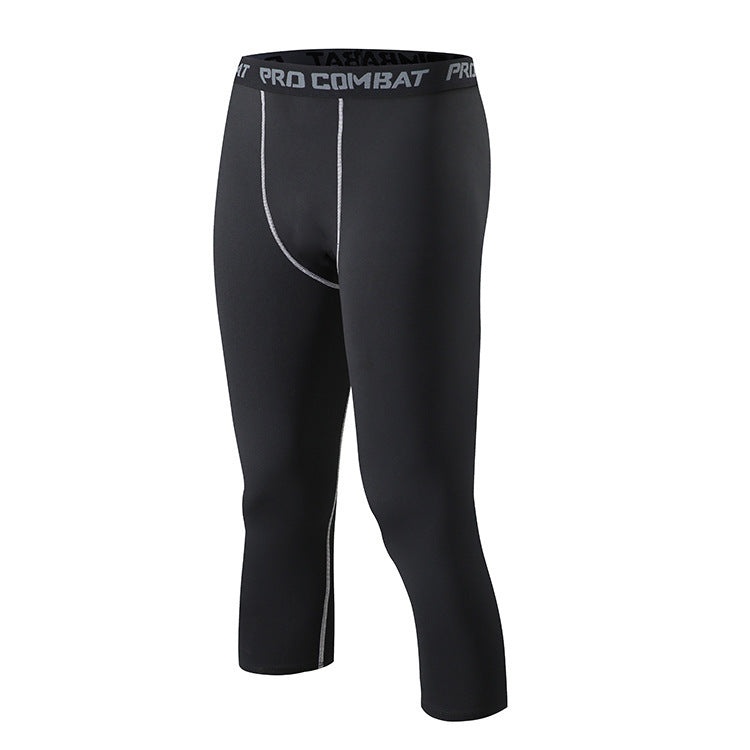 Men’s Cropped Sports Training Tights – Quick-Dry Running Leggings