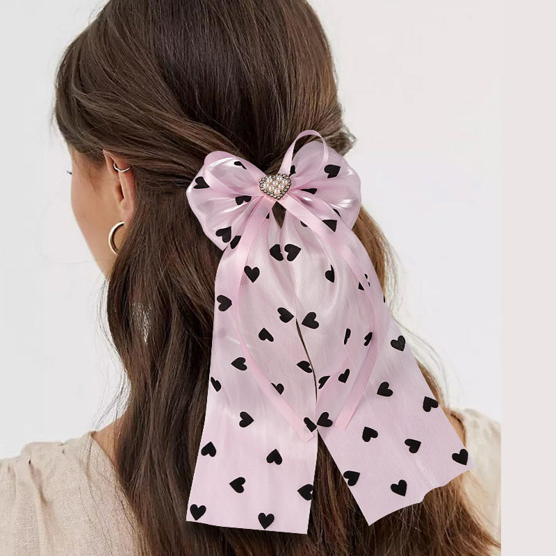 Simple Girl Love Heart Bow Tie Hair Accessories Hair Ring