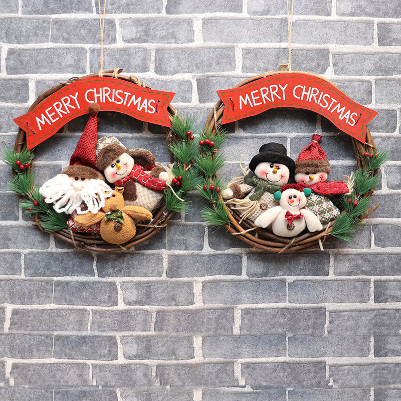 Wreath Christmas Vine Circle Pendant  Door Hanger