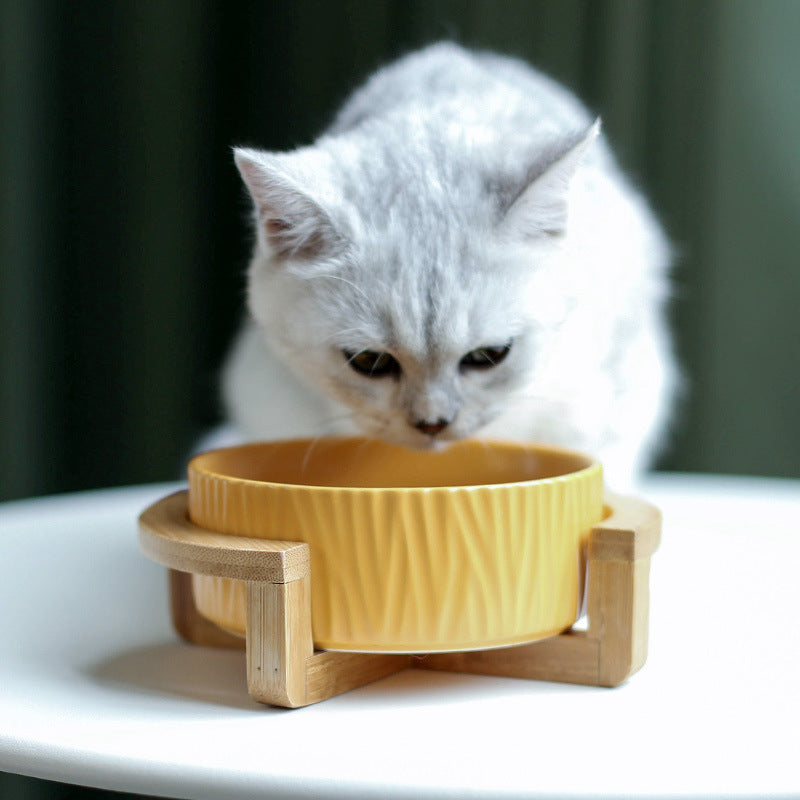 Dual-Purpose Ceramic Cat Bowl – Food & Water Dish for Pets