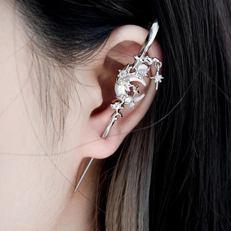Creative Star Moon Diamond Geometric Fashion Stud Earrings