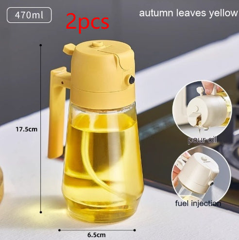 470ML 2-in-1 Olive Oil Sprayer & Dispenser – Glass Bottle for Cooking, BBQ, Air Fryer