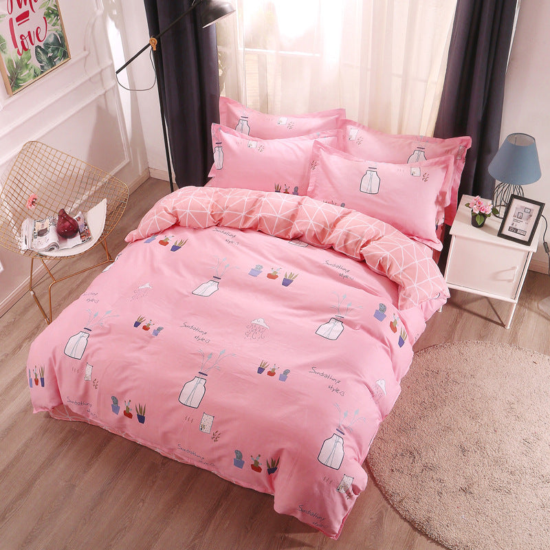 Four-Piece Cotton Bedding Set – Multiple Sizes, Soft and Breathable Home Textile