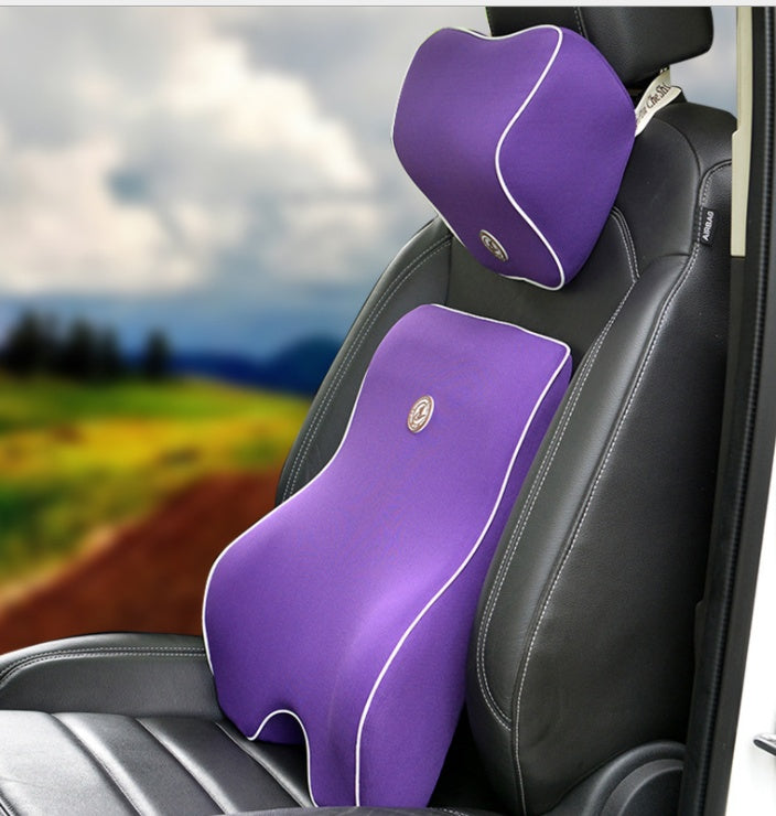 Memory Foam Car Lumbar & Neck Pillow Set – Slow Rebound, 4-Season