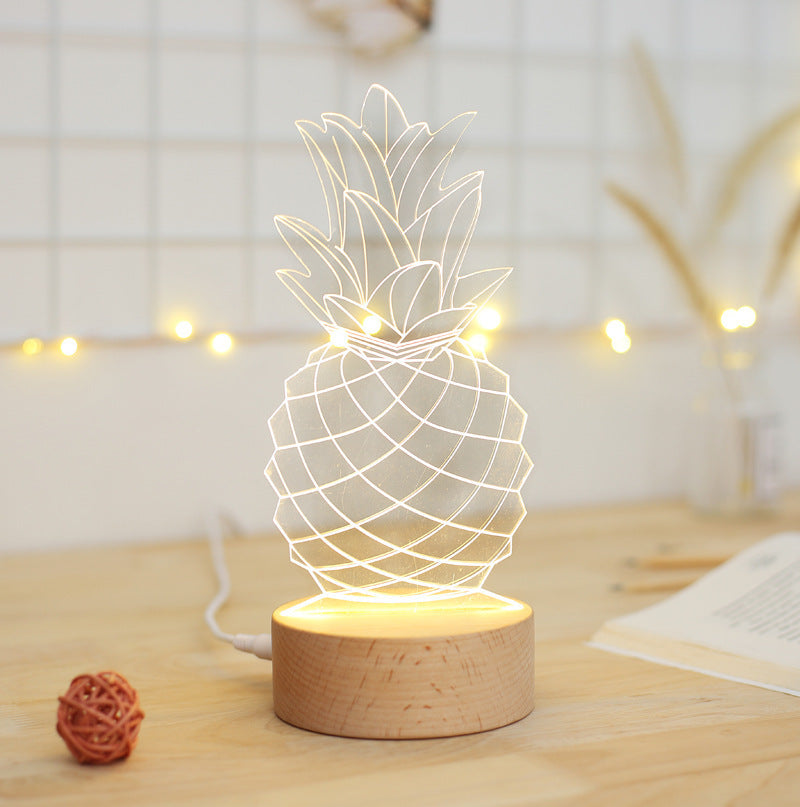 Cartoon Pineapple Bedside Table Lamp – USB Powered Night Light with Dimmer
