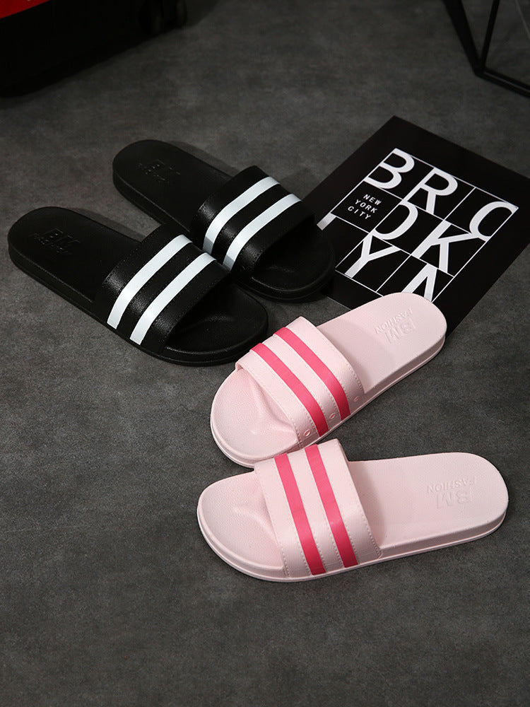 Unisex Striped PVC Bath Slippers Regular Fit Household