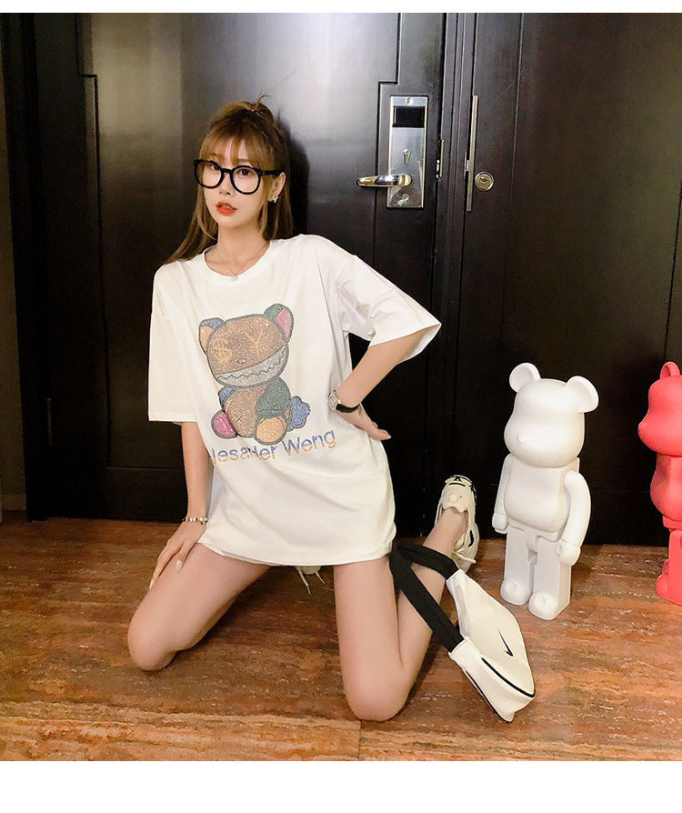 Heavy Industry Hot Drill Bear Short Sleeve T-shirt Women
