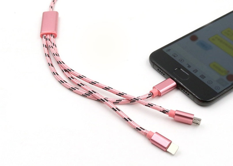 Three-in-one Data Cable USB Cable Short TYPE-C Mobile Phone Universal Three-in-one Charge Cable