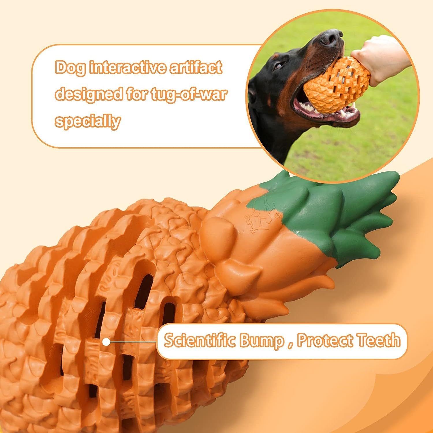 Durable Pineapple-Shaped Natural Rubber Dog Chew Toy