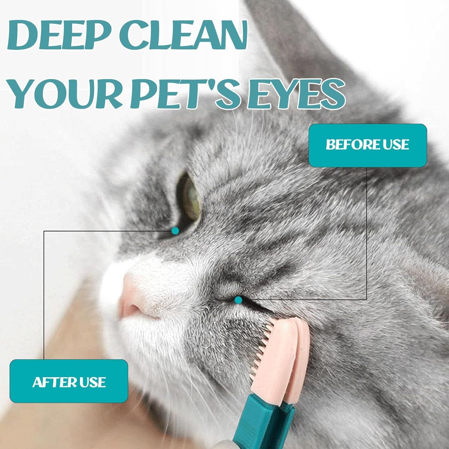 Gentle And Effective Pet Tear Stain Remover For Cats And Dogs - Soft Rubber Eye Comb For Small Pets