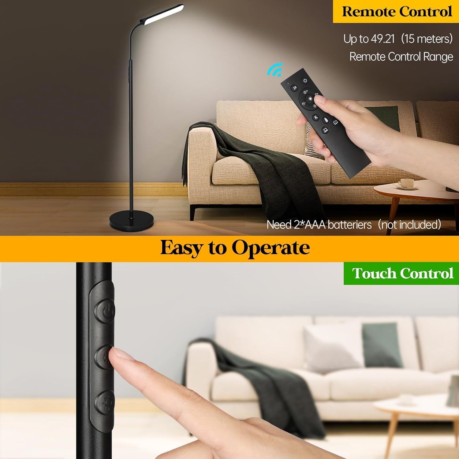 Simple Modern Sofa Bedroom Study LED Eye Protection Table Dual-use Remote Control Floor Lamp