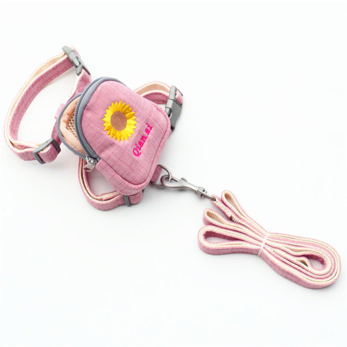 Korean Embroidered Pet Backpack Leash Chest Strap