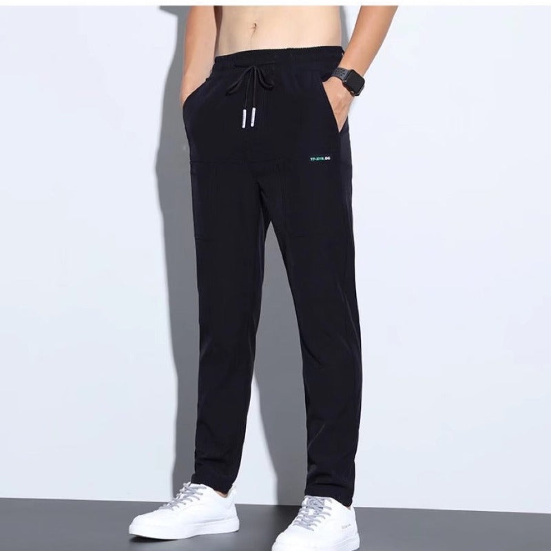 Men’s Ice Silk Business Casual Pants – Elastic Large Size Trousers