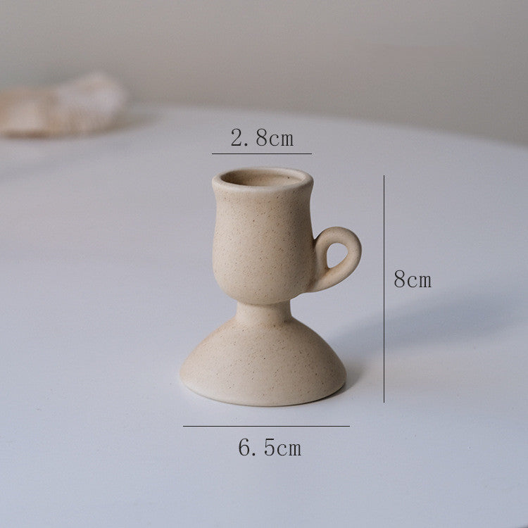 Retro Ceramic Plain Candlestick Ornament Nordic Style Simple