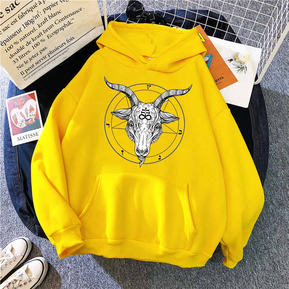 Demon Angel Sheep Head Sweatshirt Men Hooded Jacket