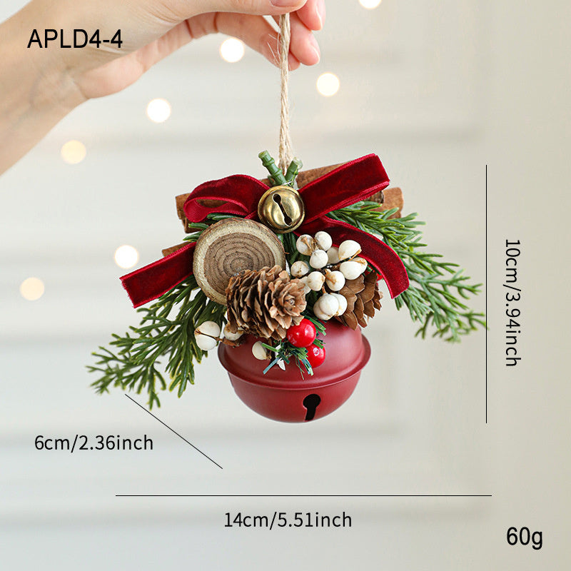 Jingling Bell Antlers Bowknot Pine Cone Mixed Pendant Show Window Hangings