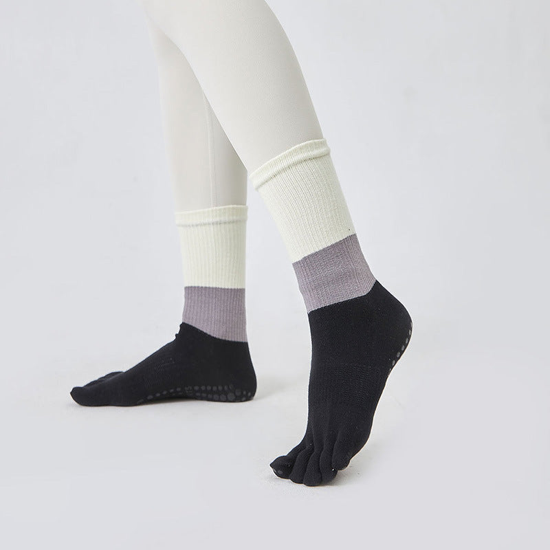Women’s Non-Slip Yoga Socks High Tube with Rubber Band 3 Colors