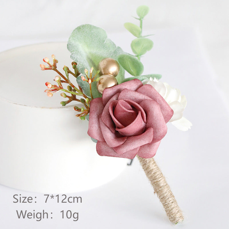 Wedding Bridegroom Bride Corsage Simulation PE Ball Boutonniere