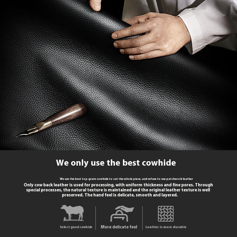 Men's Leather Backpack Solid Color Business Bag USB Port