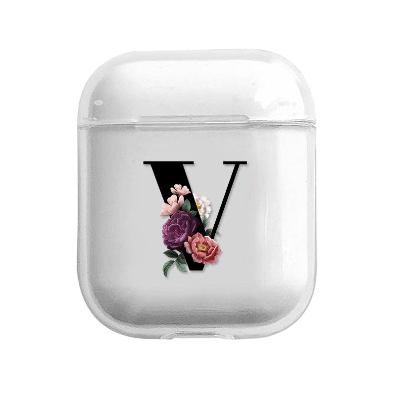 Compatible with Apple, English Alphabet Earphone Protective Cover PC Hard Shell Cute Transparent
