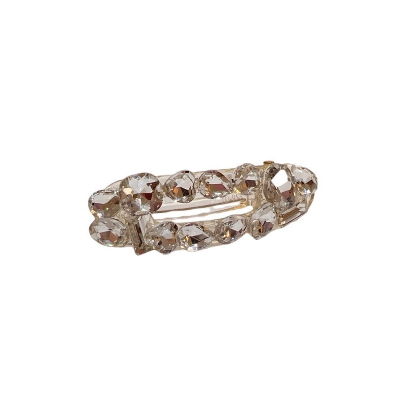Shiny White Crystal Barrettes Bang Side Clip